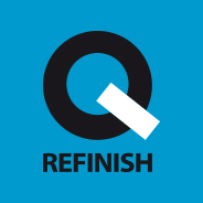 Логотип Кью-Рефиниш: буква Q и слово REFINISH на синем фоне.